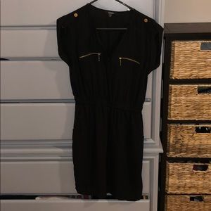 Lightweight women’s black dress with gold accents